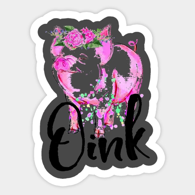 Pig Pink Flower Design. Sticker by tonydale